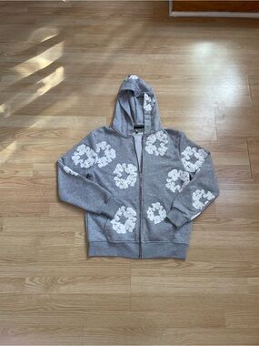 Gray Denim Tears Zip-Front Hoodie Vest - Men's